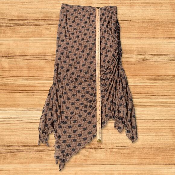 Free People Margot Convertible Maxi Skirt Boho Ruched Asymmetrical Hem Brown XL - Picture 7 of 8